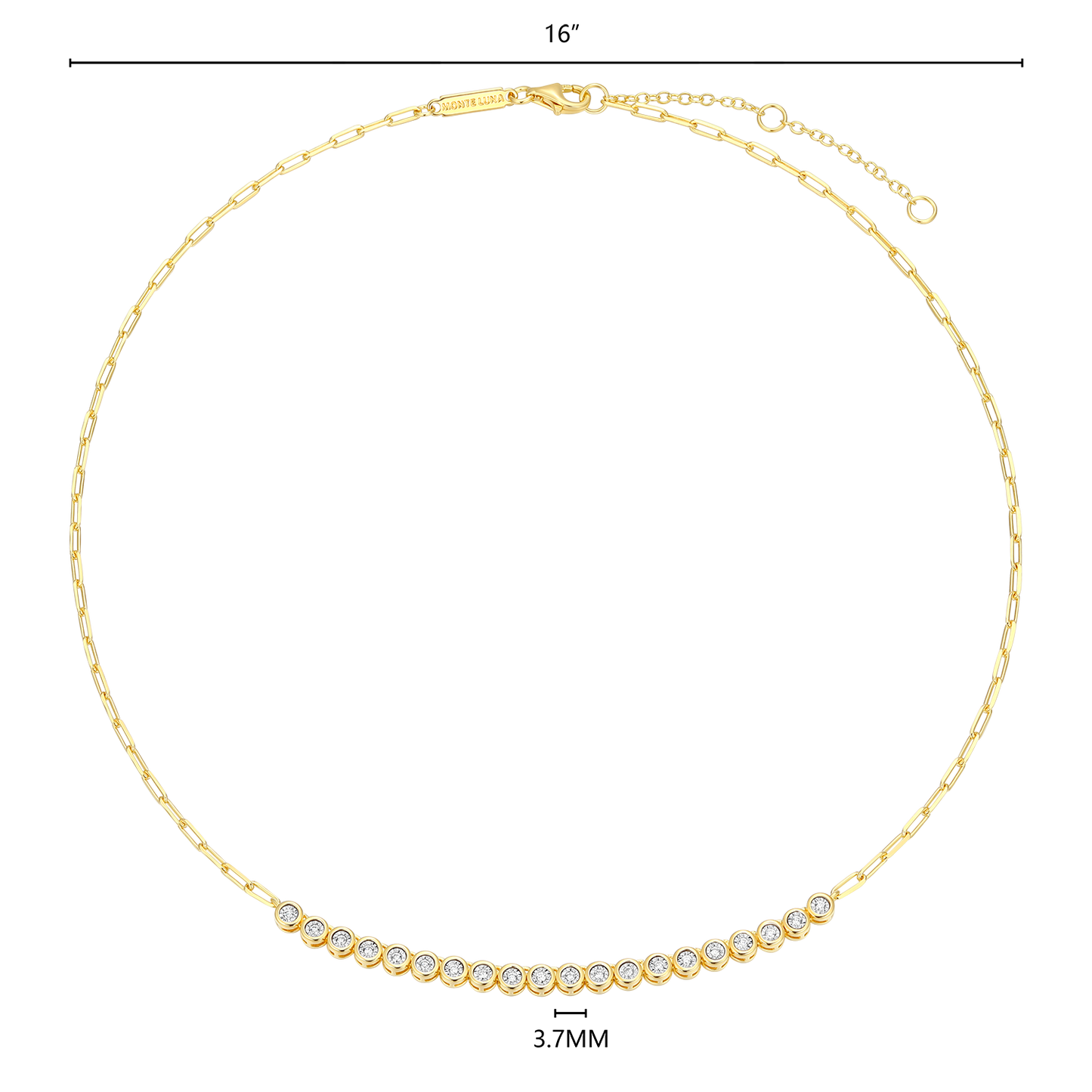 Mini Paperclip Chain & Bezel-Set Lab-Created Diamond Necklace in 14K Yellow Gold-Plated Sterling Silver | M by Monte Luna
