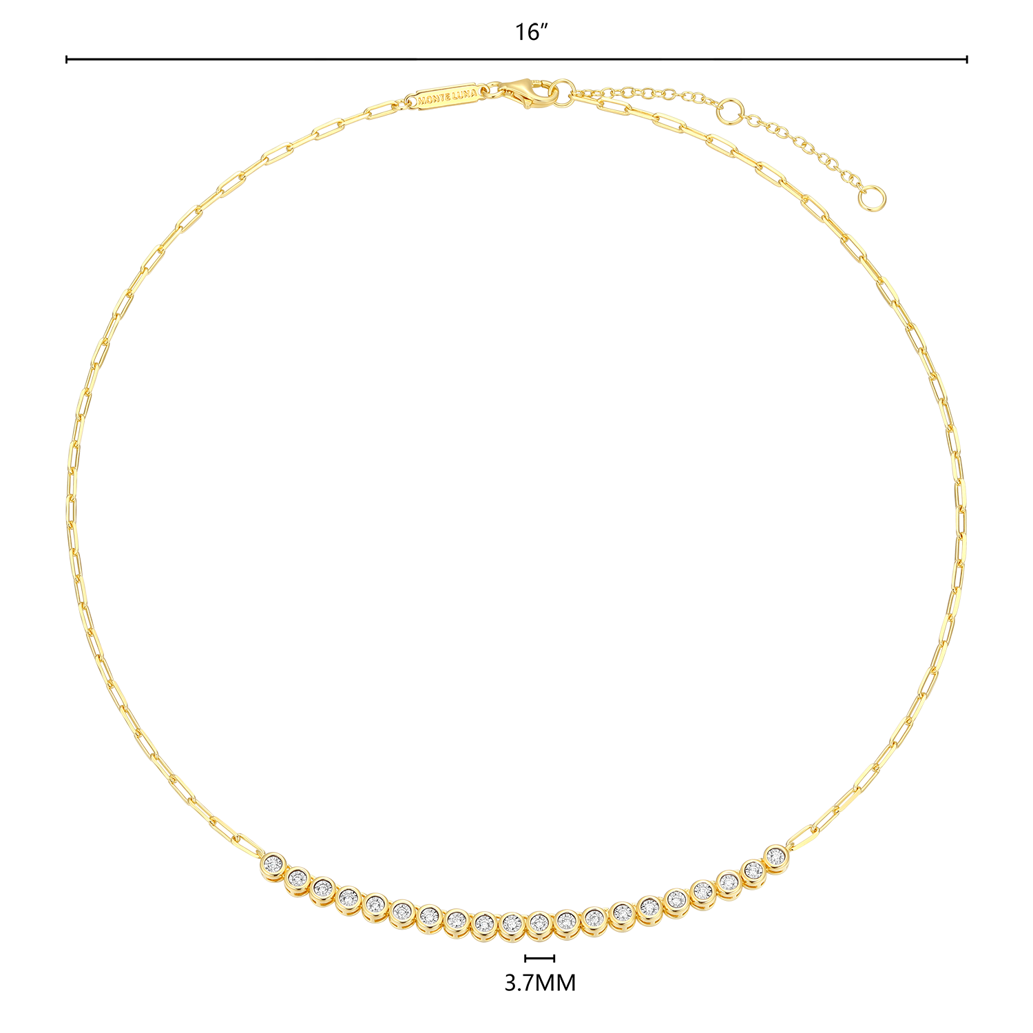 Mini Paperclip Chain & Bezel-Set Lab-Created Diamond Necklace in 14K Yellow Gold-Plated Sterling Silver | M by Monte Luna