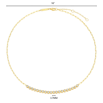 Mini Paperclip Chain & Bezel-Set Lab-Created Diamond Necklace in 14K Yellow Gold-Plated Sterling Silver | M by Monte Luna