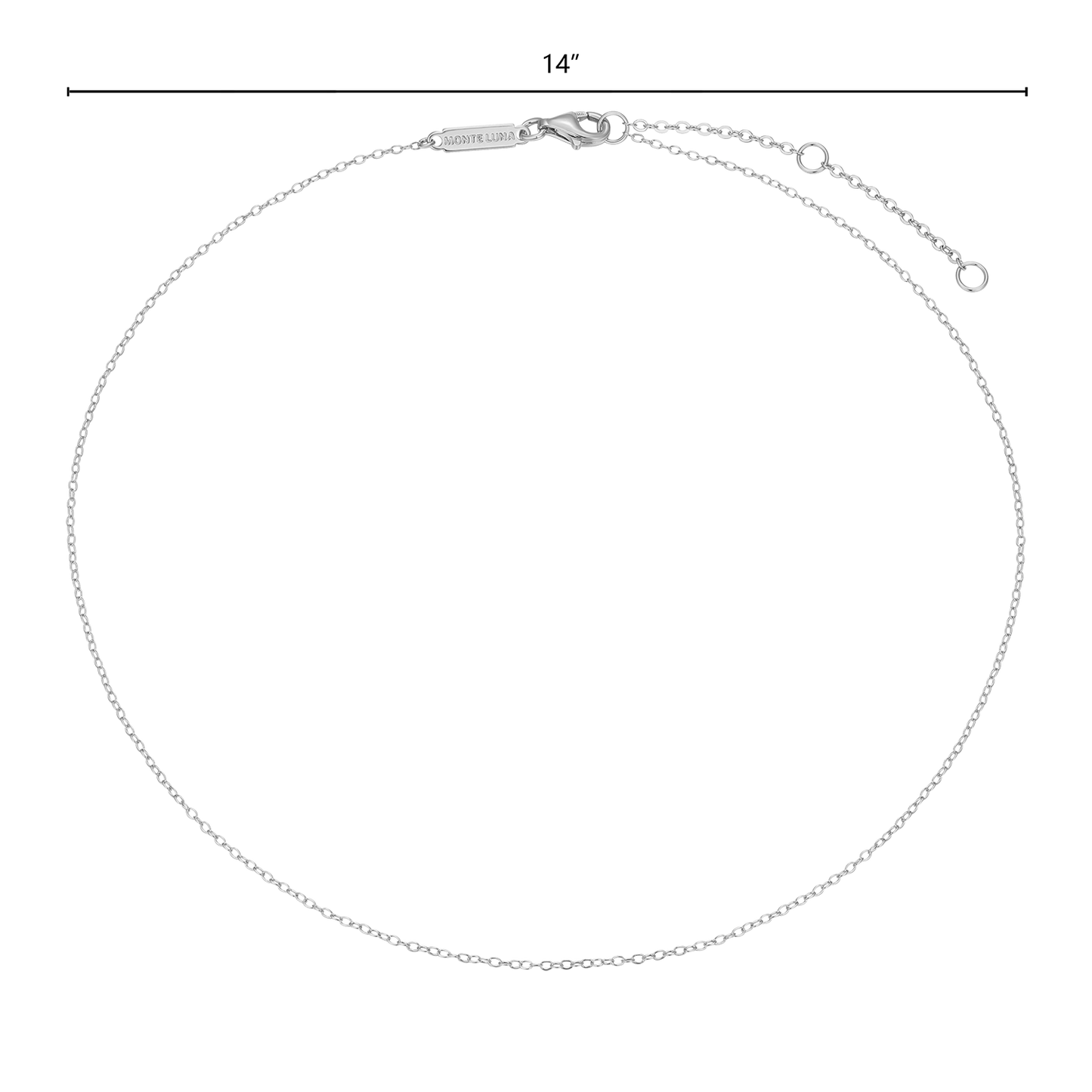 14+2" Cable Chain in Rhodium-Plated Sterling Silver | M by Monte Luna