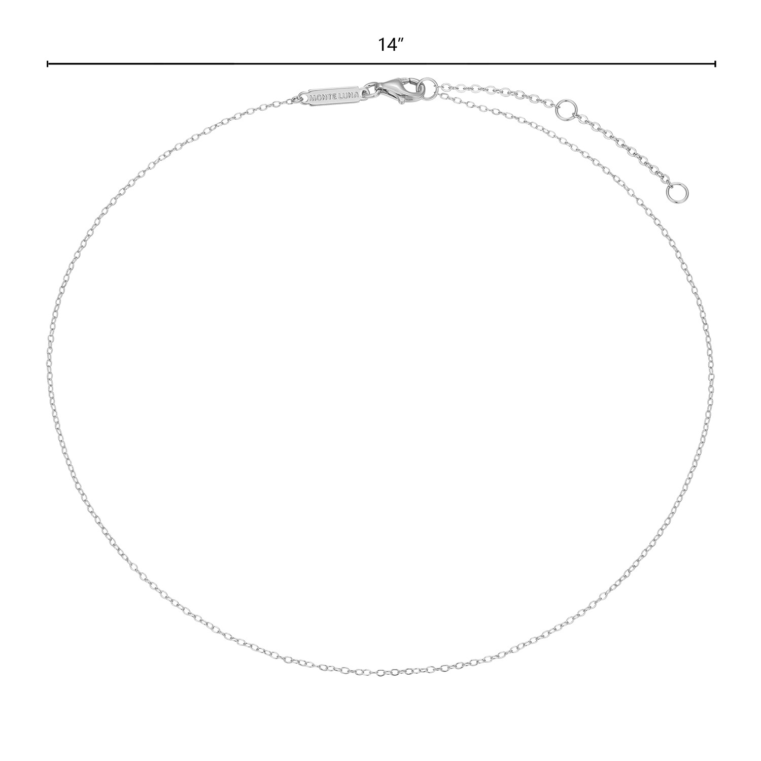 14+2" Cable Chain in Rhodium-Plated Sterling Silver | M by Monte Luna