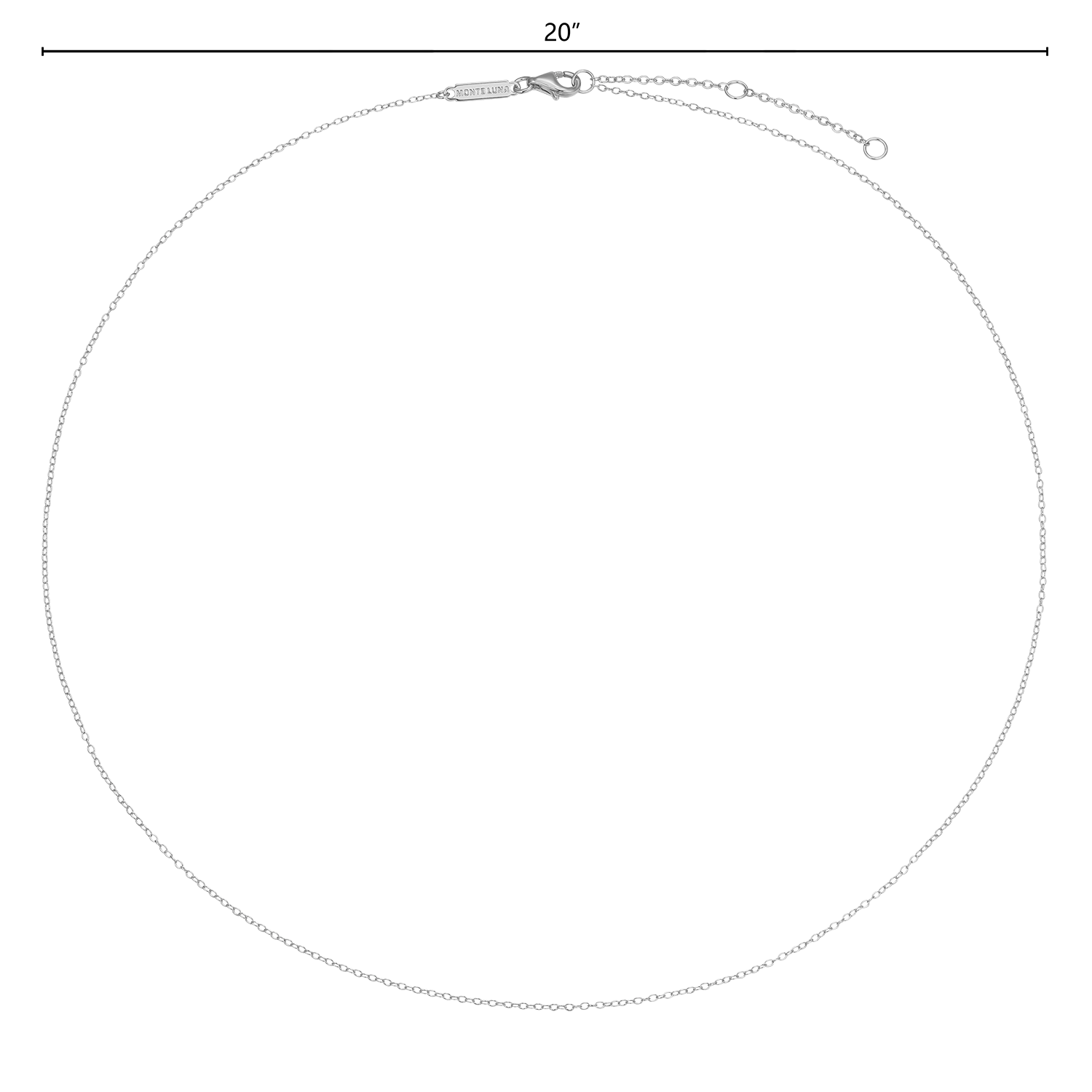 20+2" Cable Chain in Rhodium-Plated Sterling Silver | M by Monte Luna