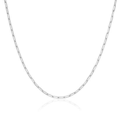 14+2" Mini Paperclip Chain in Rhodium-Plated Sterling Silver | M by Monte Luna