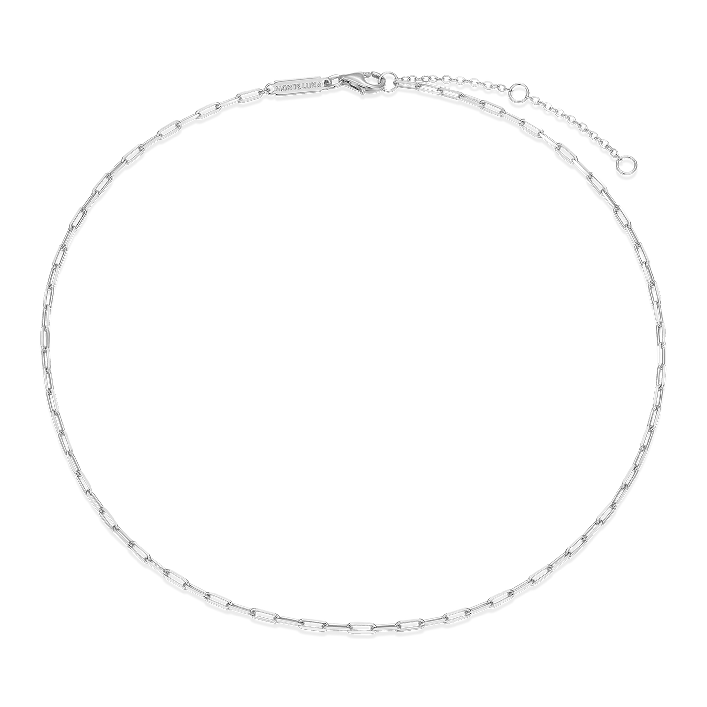 14+2" Mini Paperclip Chain in Rhodium-Plated Sterling Silver | M by Monte Luna