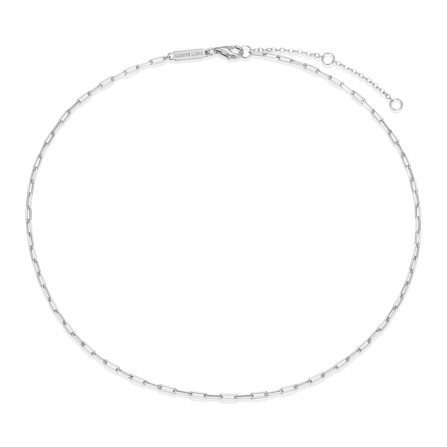 14+2" Mini Paperclip Chain in Rhodium-Plated Sterling Silver | M by Monte Luna