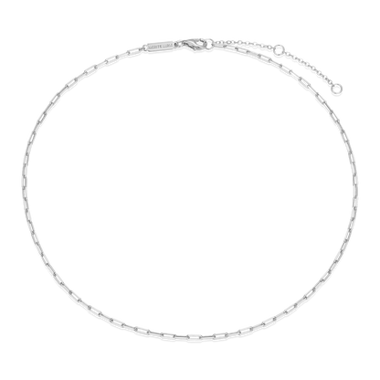 14+2" Mini Paperclip Chain in Rhodium-Plated Sterling Silver | M by Monte Luna