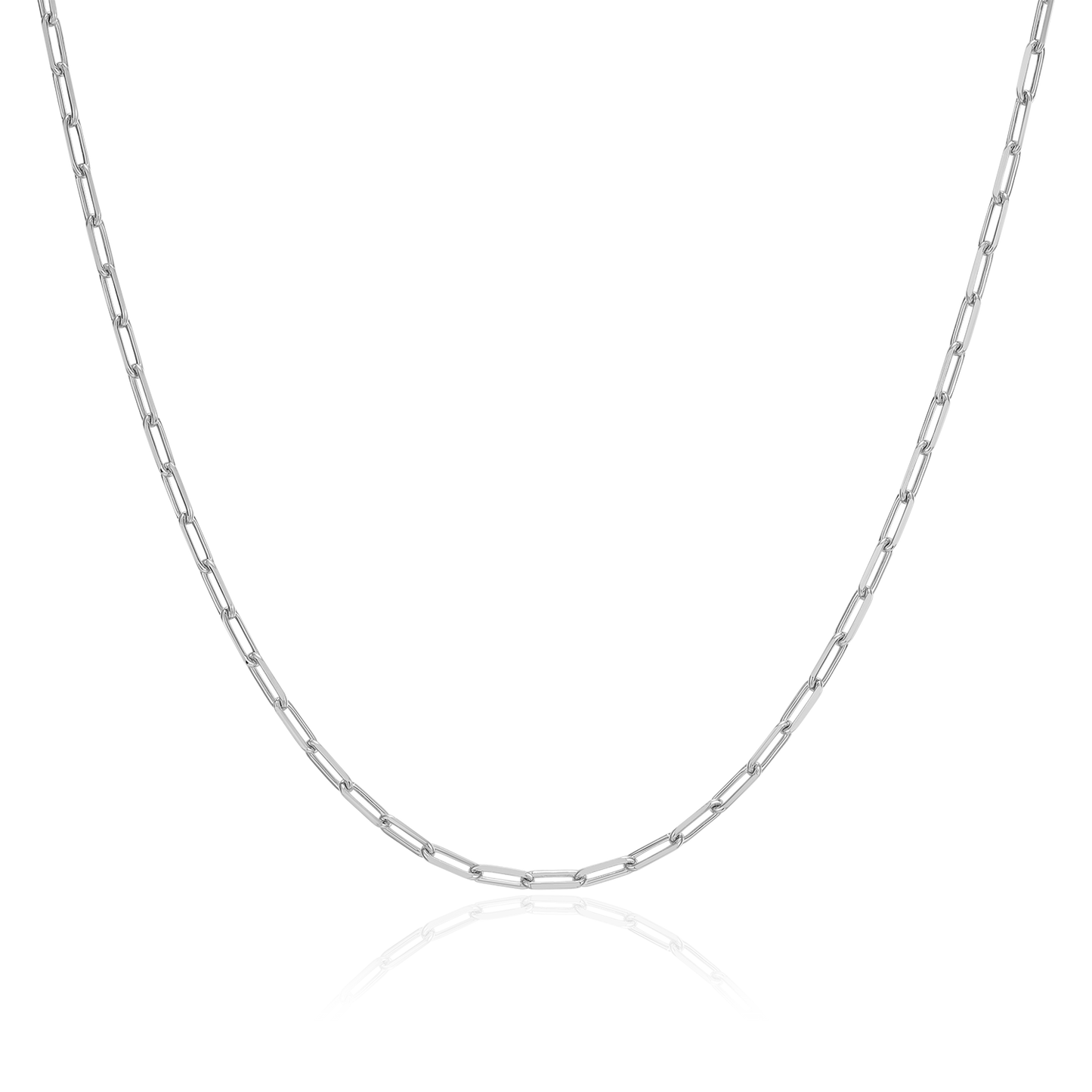 18+2" Mini Paperclip Chain in Rhodium-Plated Sterling Silver | M by Monte Luna