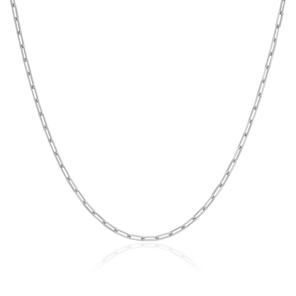 18+2" Mini Paperclip Chain in Rhodium-Plated Sterling Silver | M by Monte Luna