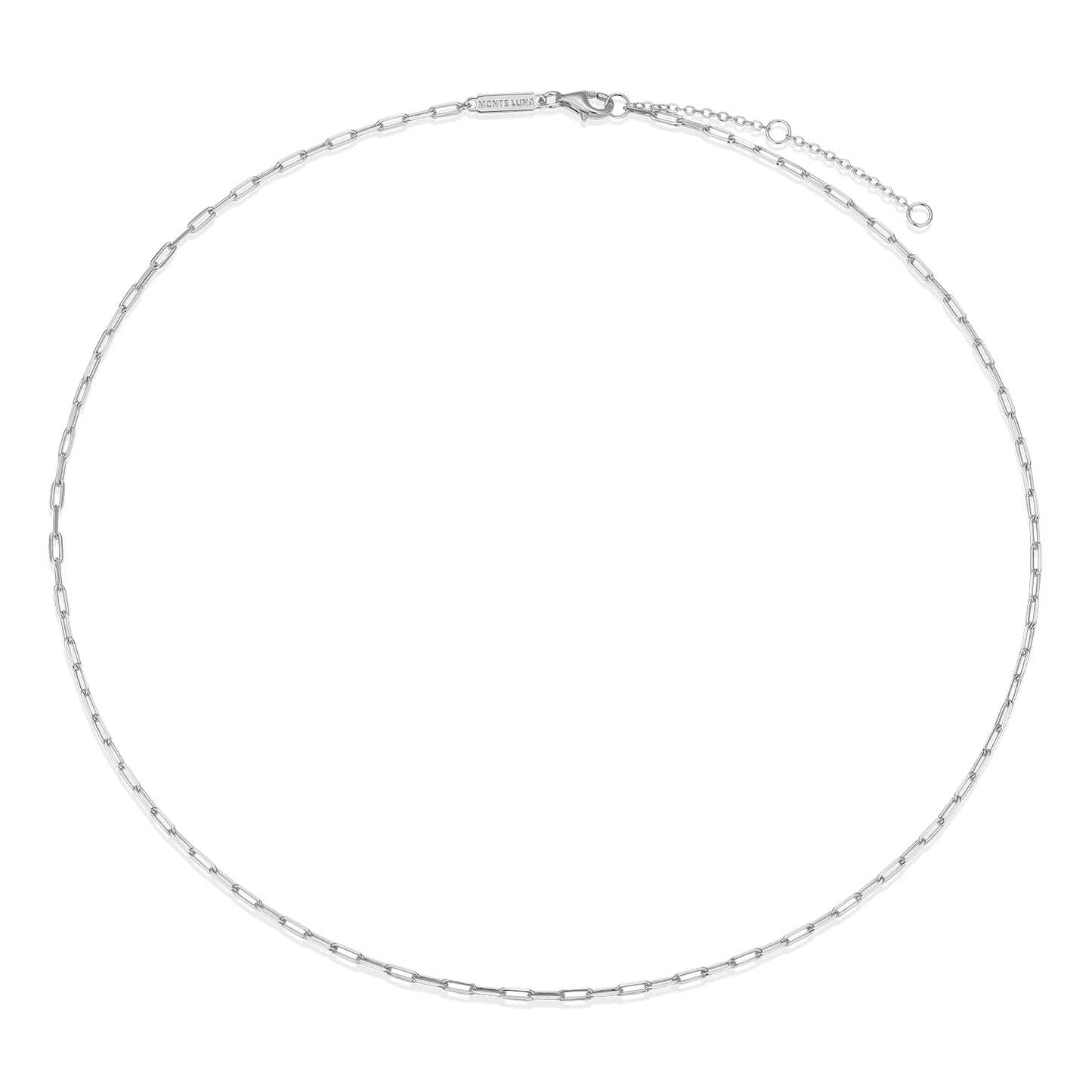 18+2" Mini Paperclip Chain in Rhodium-Plated Sterling Silver | M by Monte Luna