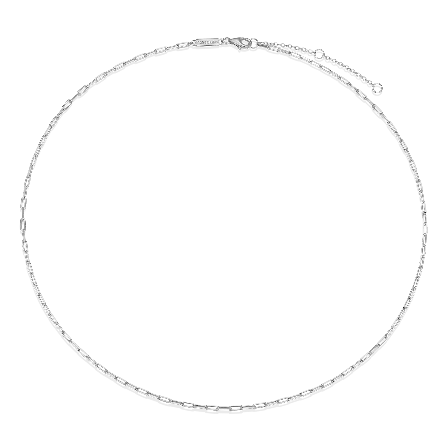 18+2" Mini Paperclip Chain in Rhodium-Plated Sterling Silver | M by Monte Luna