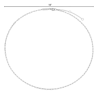 18+2" Mini Paperclip Chain in Rhodium-Plated Sterling Silver | M by Monte Luna