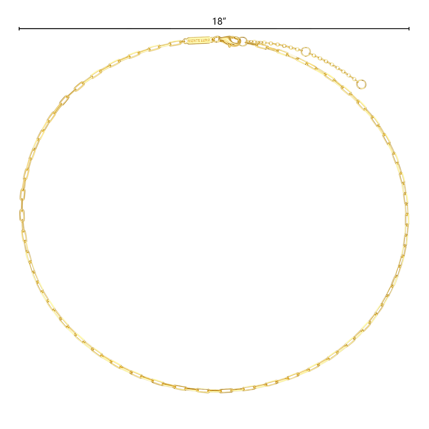 18+2" Mini Paperclip Chain in 14K Yellow Gold-Plated Sterling Silver | M by Monte Luna