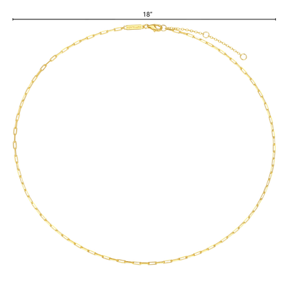 18+2" Mini Paperclip Chain in 14K Yellow Gold-Plated Sterling Silver | M by Monte Luna