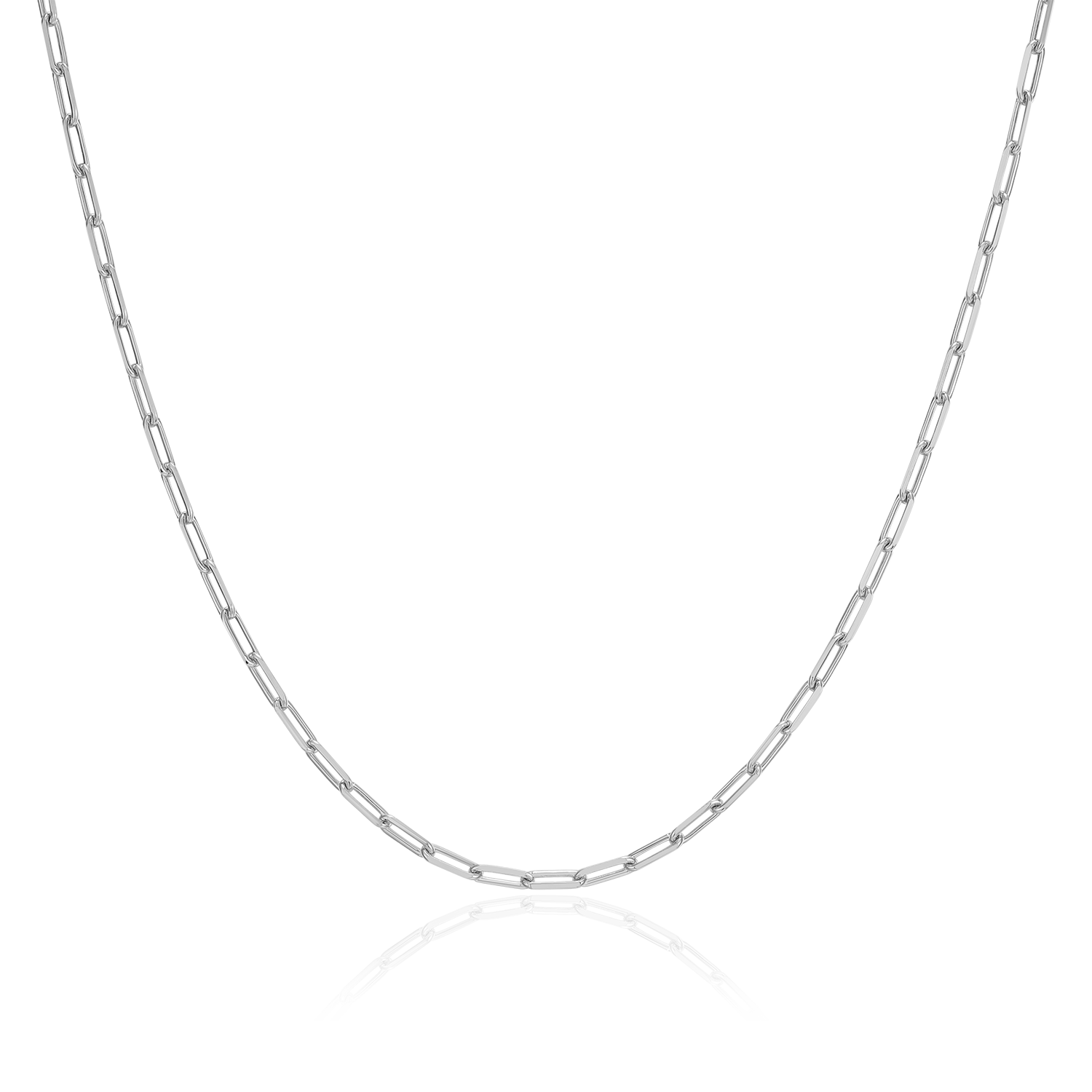 20+2" Mini Paperclip Chain in Rhodium-Plated Sterling Silver | M by Monte Luna