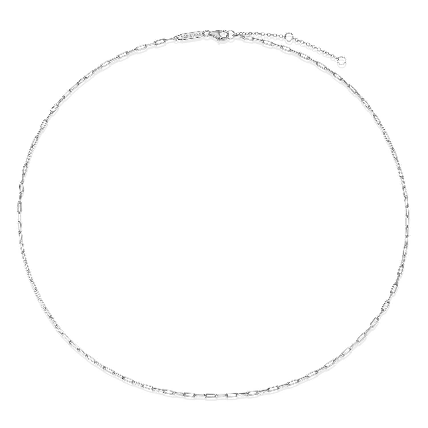 20+2" Mini Paperclip Chain in Rhodium-Plated Sterling Silver | M by Monte Luna