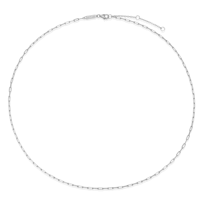 20+2" Mini Paperclip Chain in Rhodium-Plated Sterling Silver | M by Monte Luna