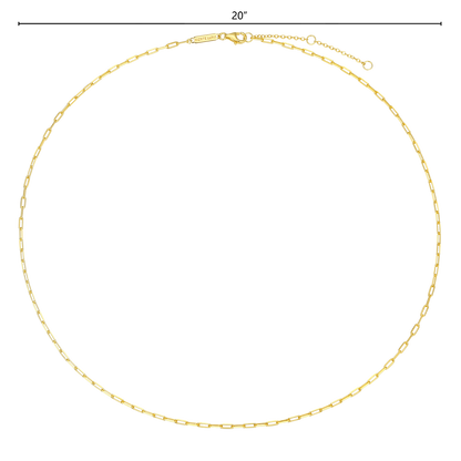 20+2" Mini Paperclip Chain in 14K Yellow Gold-Plated Sterling Silver | M by Monte Luna
