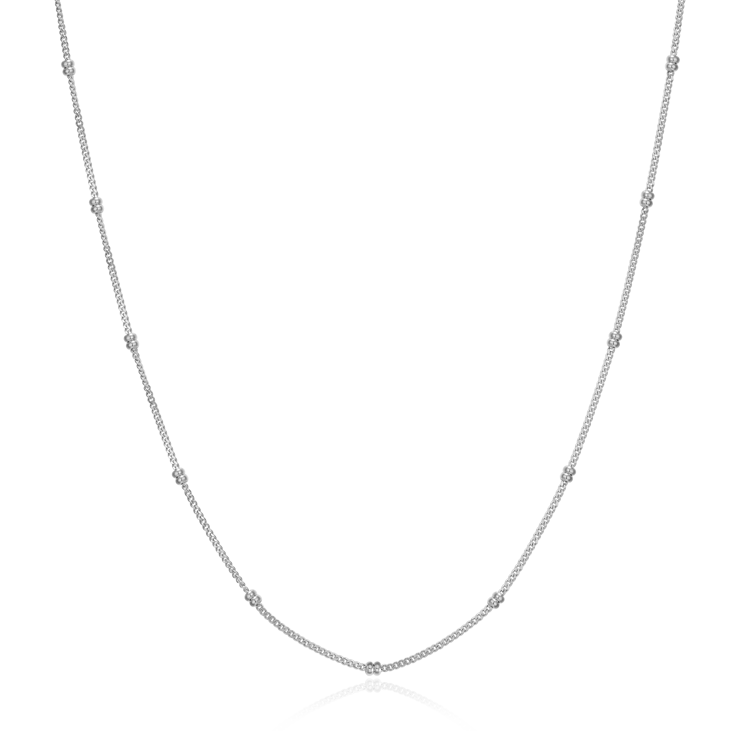 14+2" Beaded Chain in Rhodium-Plated Sterling Silver | M by Monte Luna
