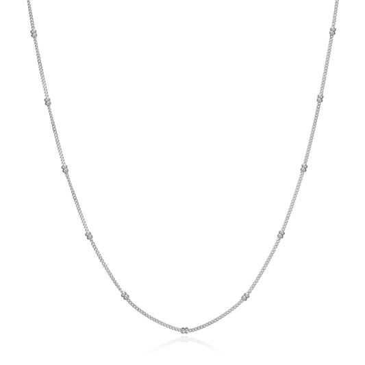 14+2" Beaded Chain in Rhodium-Plated Sterling Silver | M by Monte Luna