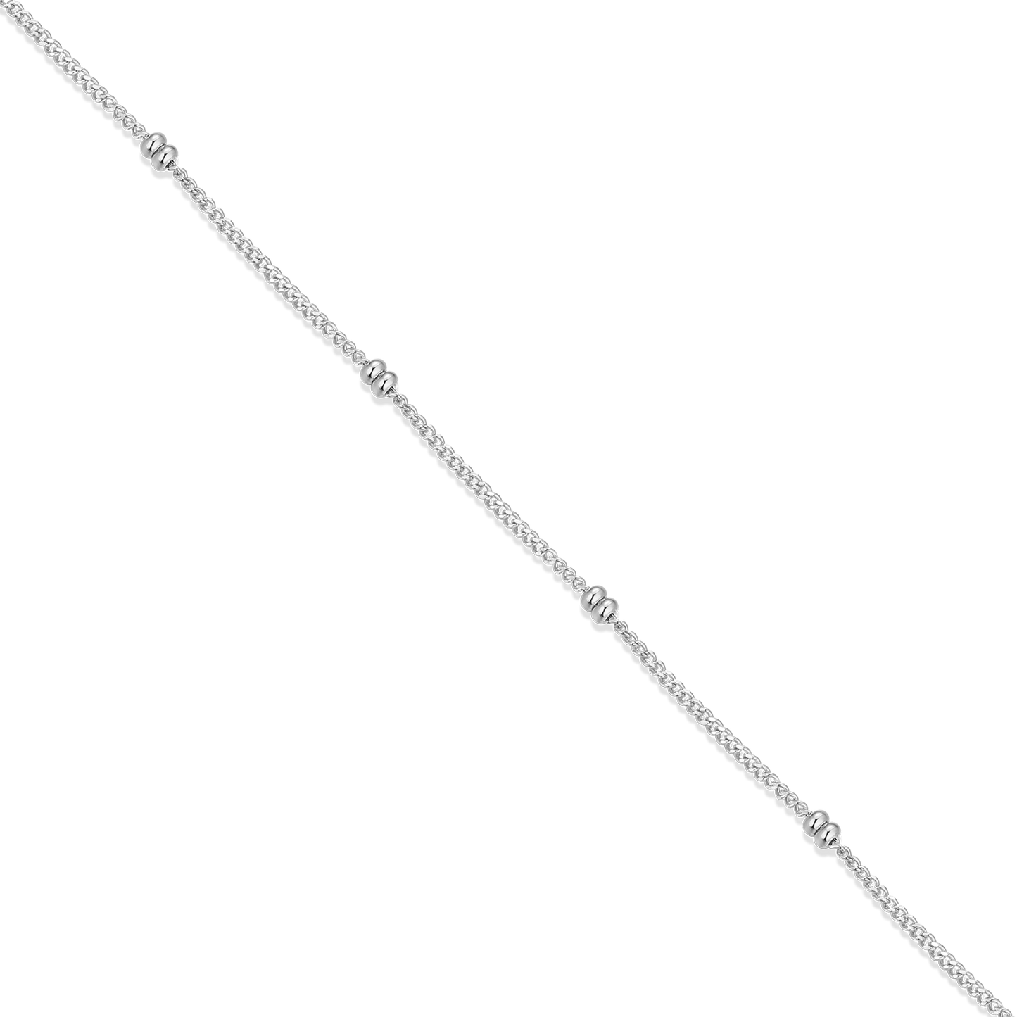 14+2" Beaded Chain in Rhodium-Plated Sterling Silver | M by Monte Luna