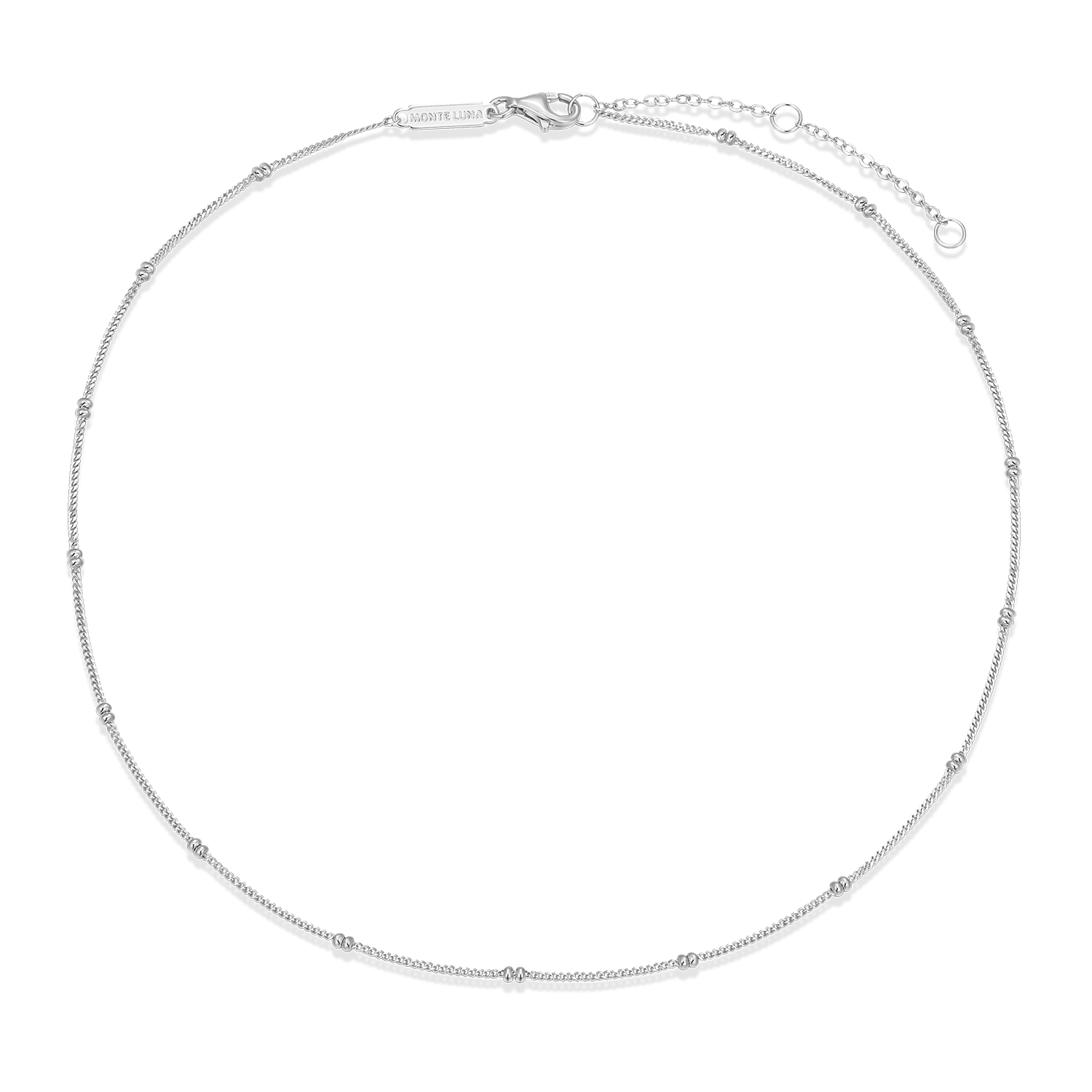 14+2" Beaded Chain in Rhodium-Plated Sterling Silver | M by Monte Luna