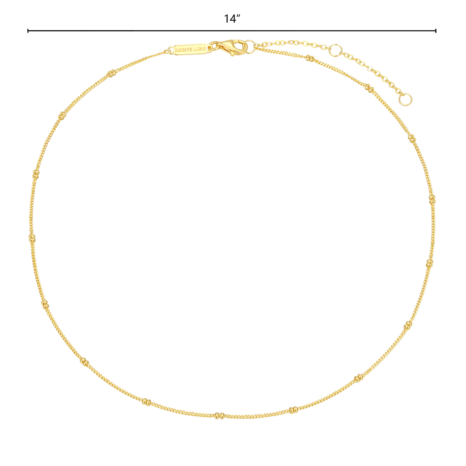 14+2" Beaded Chain in 14K Yellow Gold-Plated Sterling Silver | M by Monte Luna
