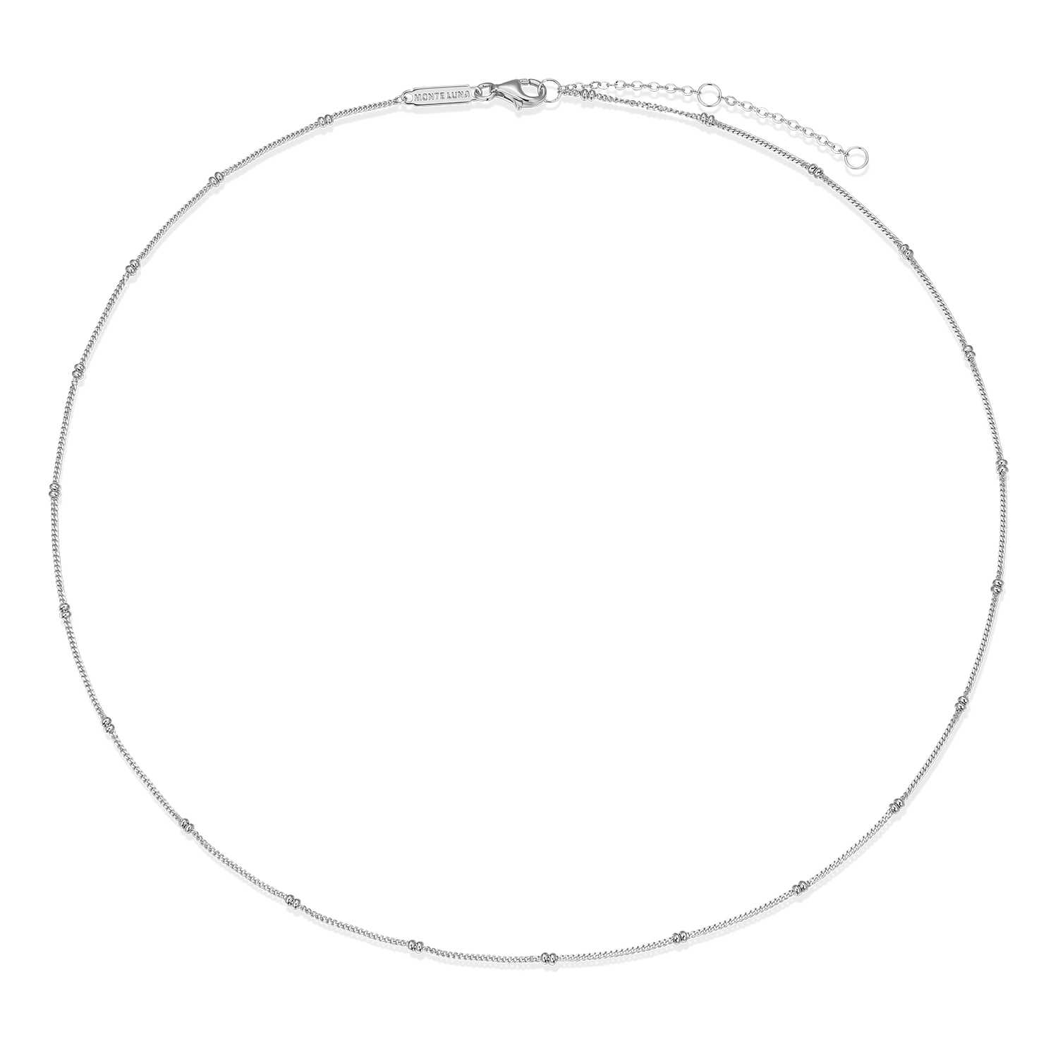18+2" Beaded Chain in Rhodium-Plated Sterling Silver | M by Monte Luna