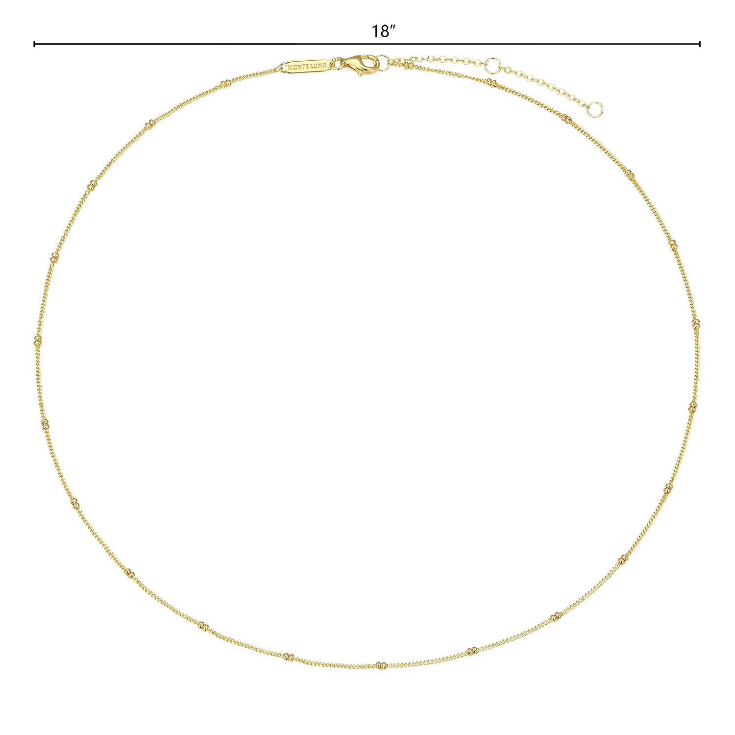 18+2" Beaded Chain in 14K Yellow Gold-Plated Sterling Silver | M by Monte Luna
