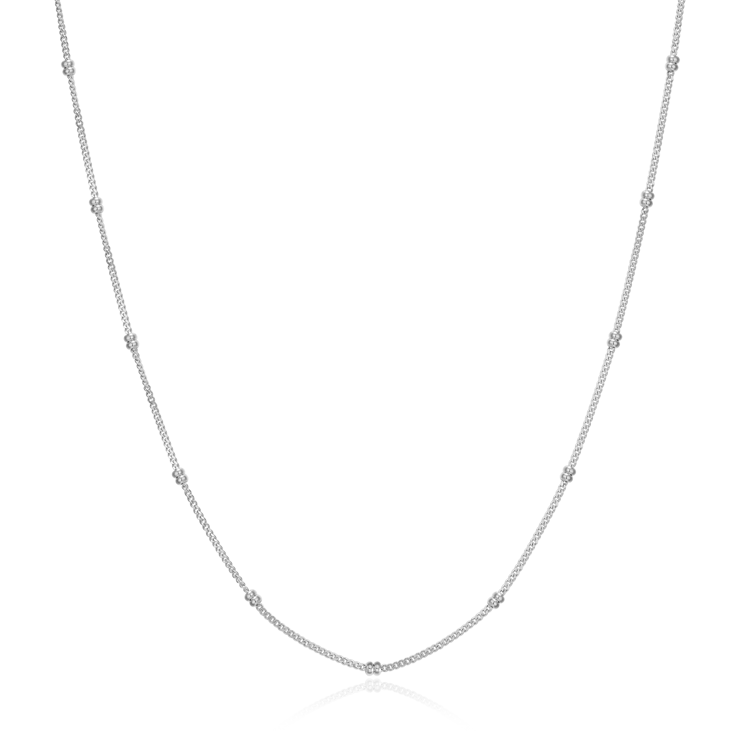 20+2" Beaded Chain in Rhodium-Plated Sterling Silver | M by Monte Luna