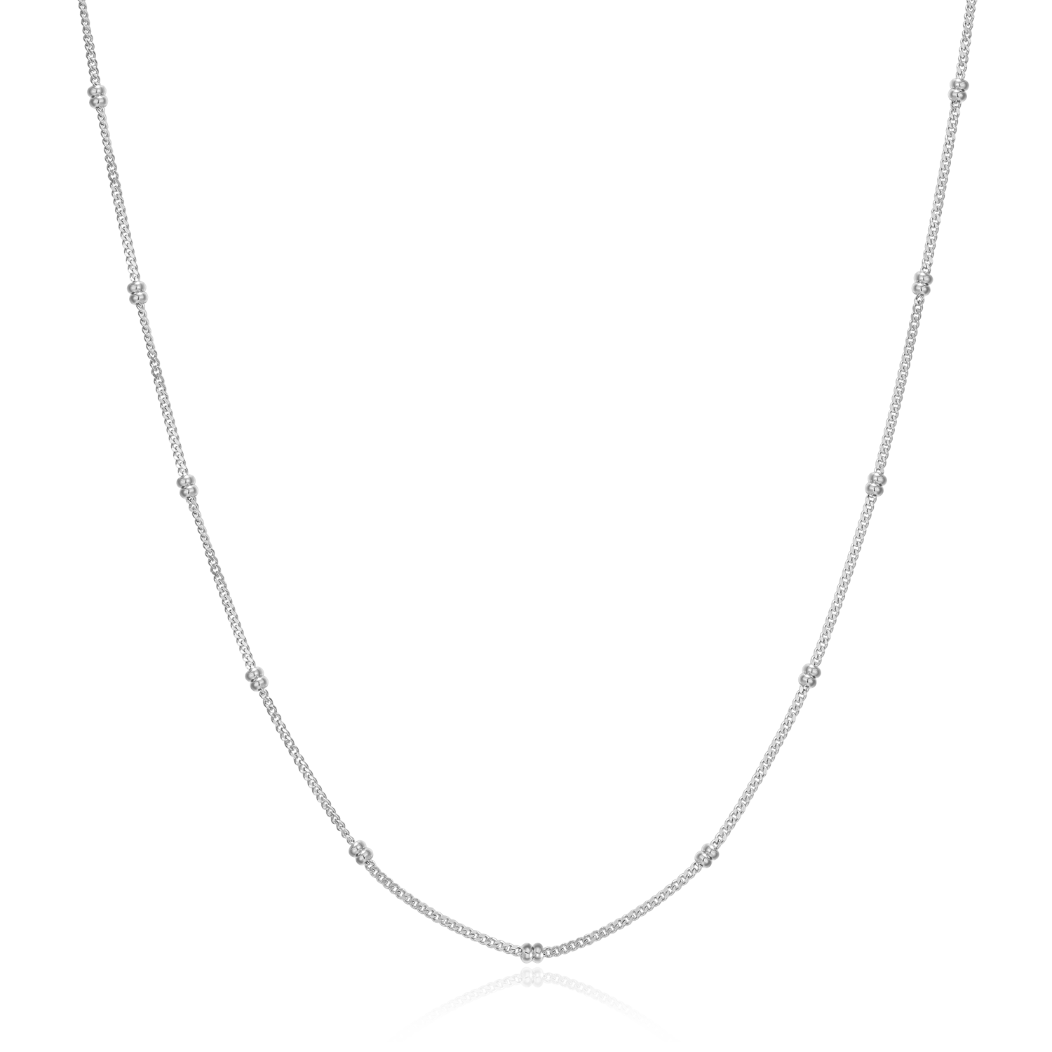20+2" Beaded Chain in Rhodium-Plated Sterling Silver | M by Monte Luna