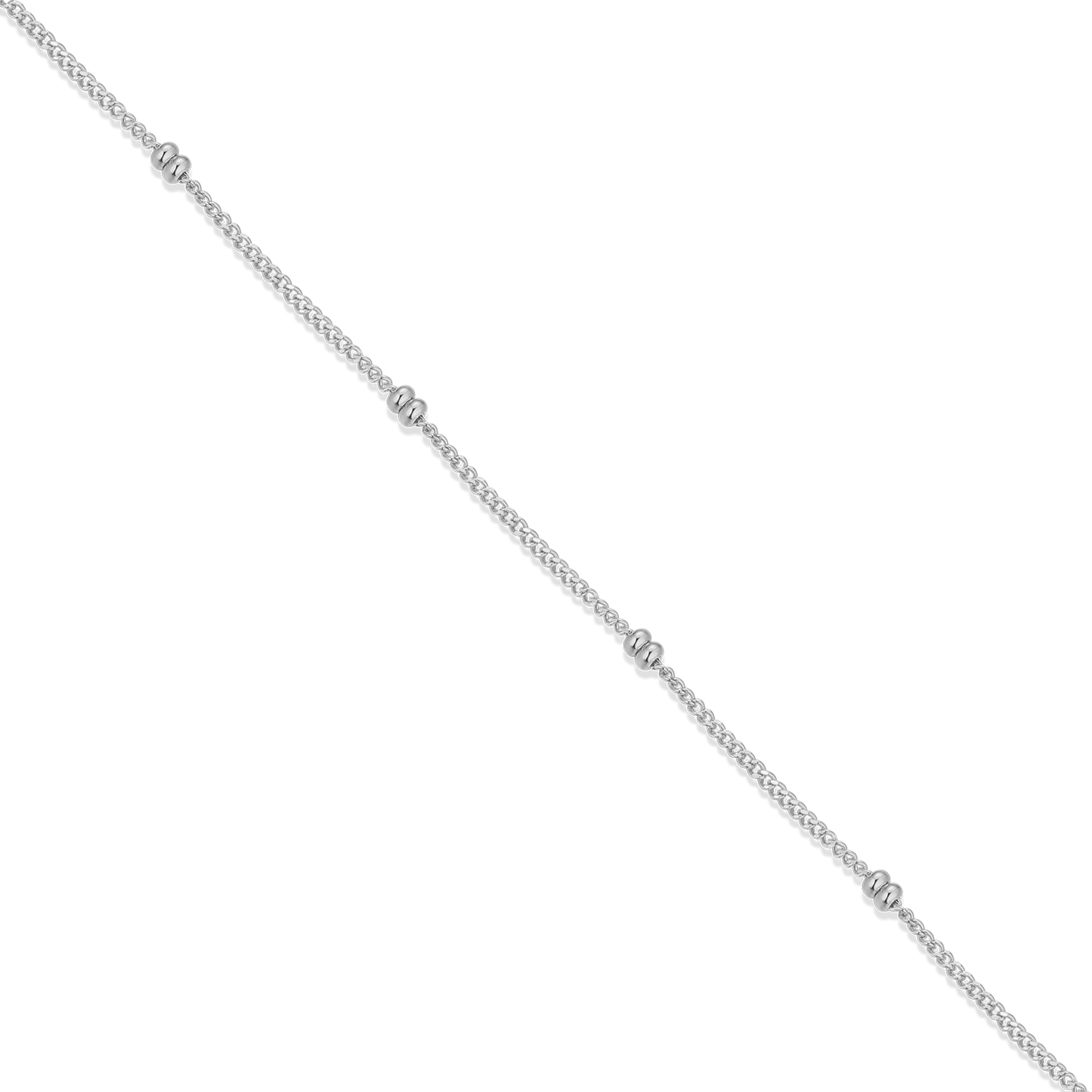 20+2" Beaded Chain in Rhodium-Plated Sterling Silver | M by Monte Luna