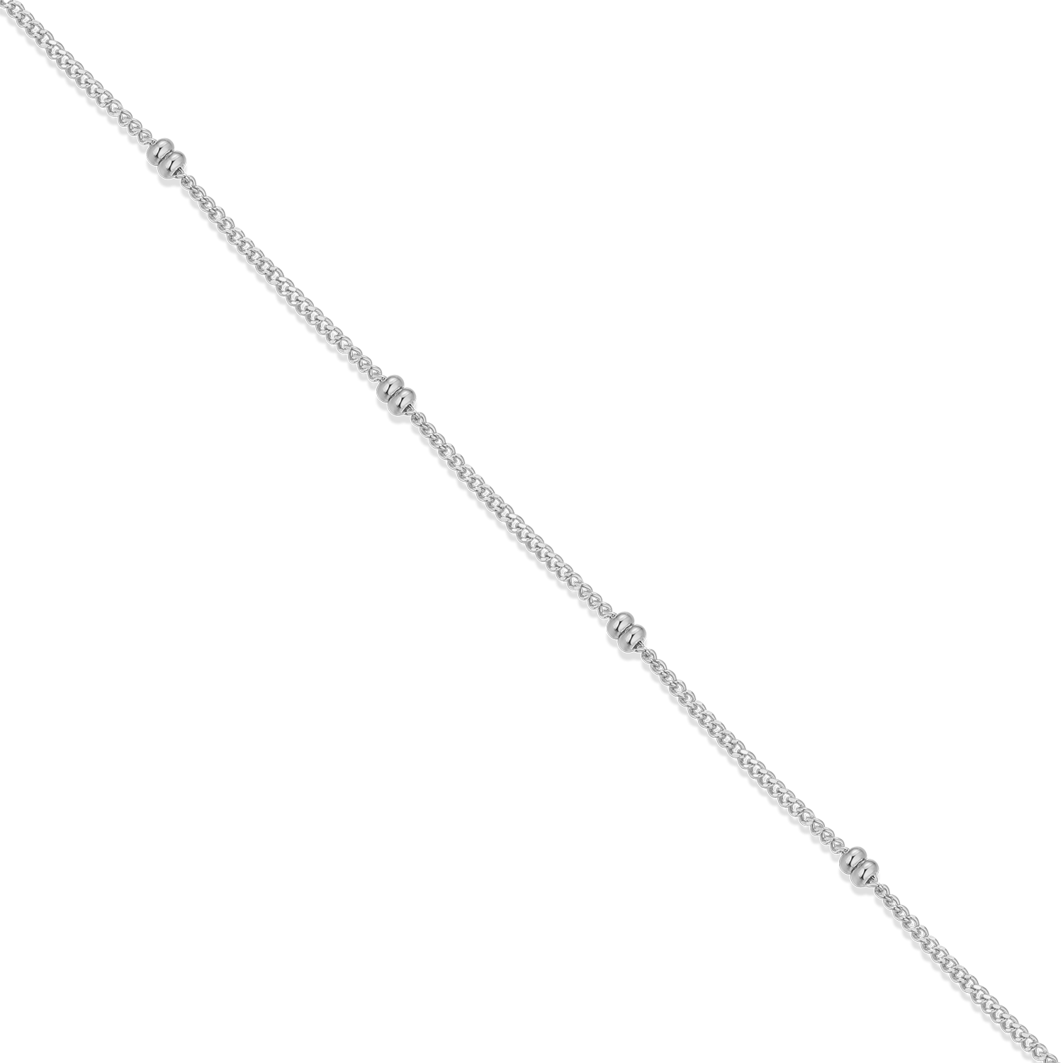 20+2" Beaded Chain in Rhodium-Plated Sterling Silver | M by Monte Luna