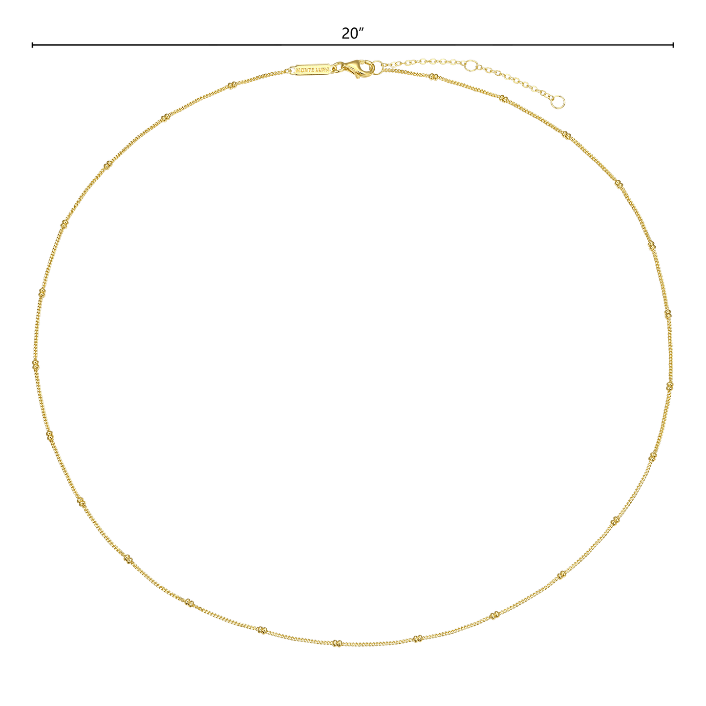 20+2" Beaded Chain in 14K Yellow Gold-Plated Sterling Silver | M by Monte Luna