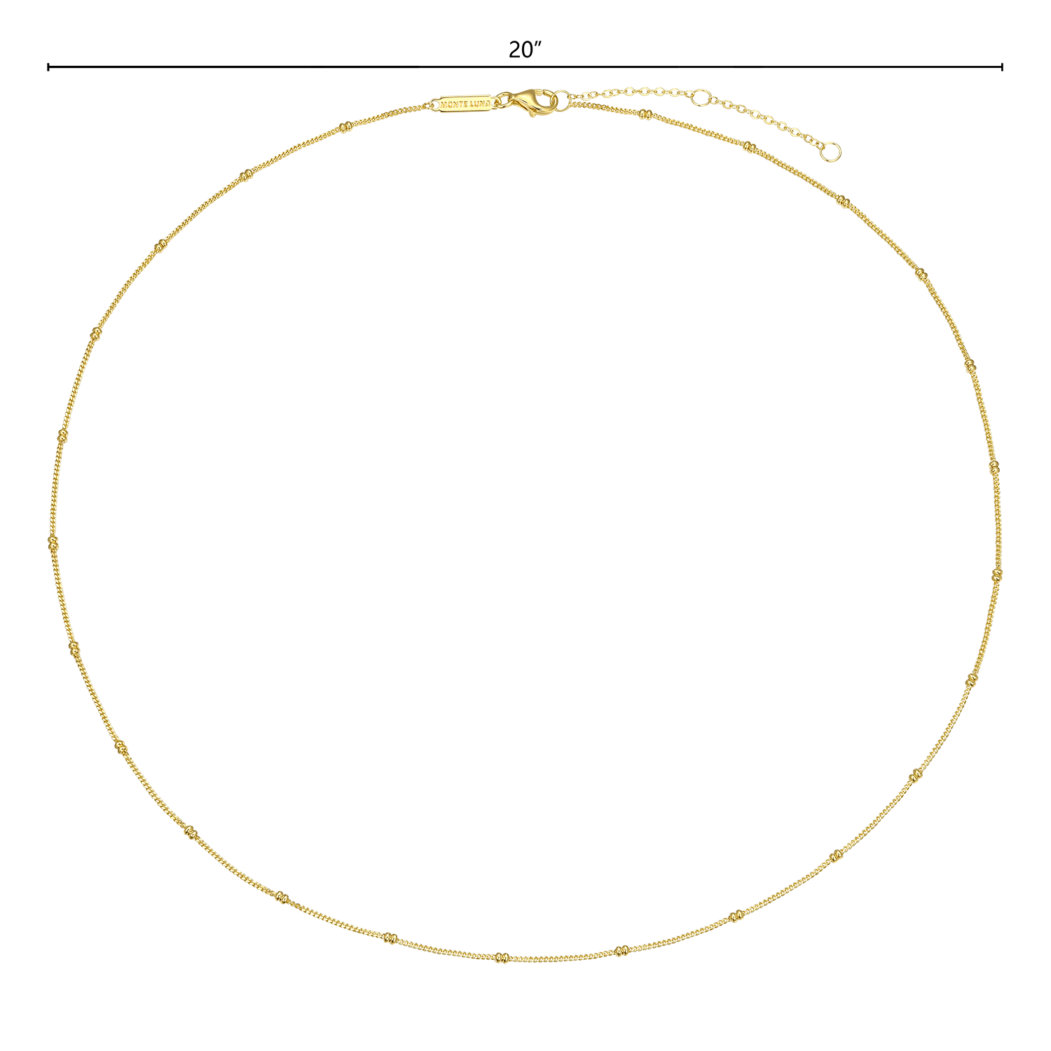 20+2" Beaded Chain in 14K Yellow Gold-Plated Sterling Silver | M by Monte Luna