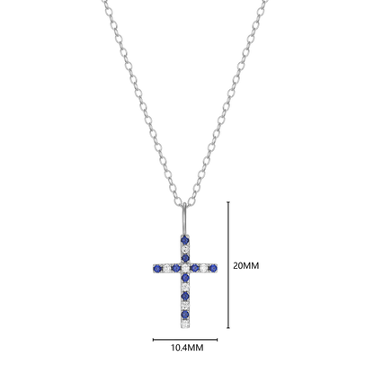 Cross Lab-Created Sapphire & Diamond Pendant Necklace in Rhodium-Plated Sterling Silver | M by Monte Luna