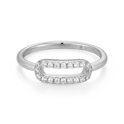 Mini Paperclip Lab-Created Diamond Ring in Rhodium-Plated Sterling Silver | M by Monte Luna