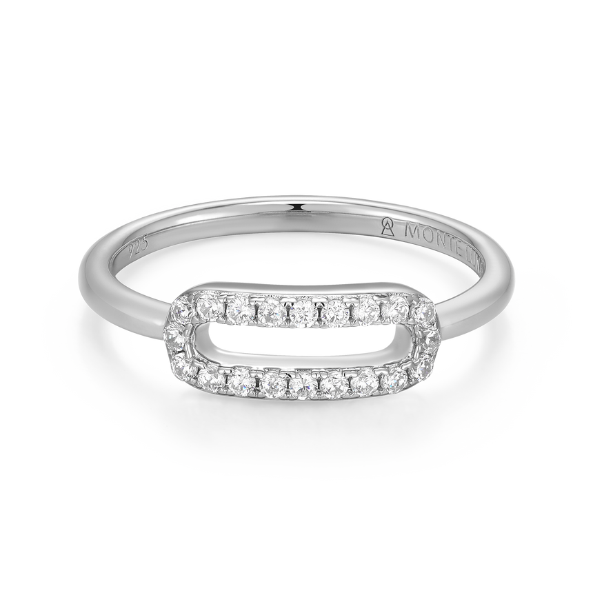 Mini Paperclip Lab-Created Diamond Ring in Rhodium-Plated Sterling Silver | M by Monte Luna