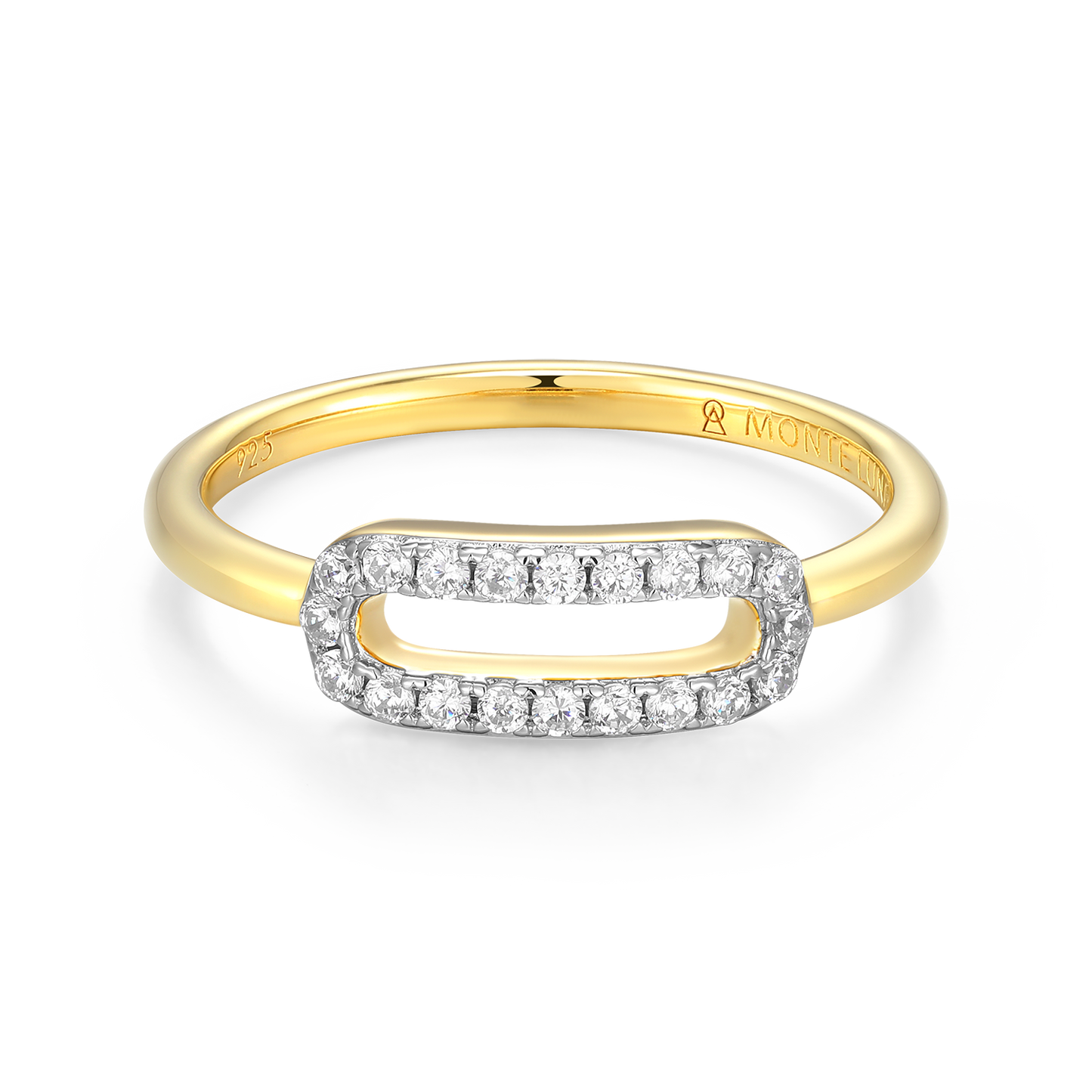 Mini Paperclip Lab-Created Diamond Ring in 14K Yellow Gold-Plated Sterling Silver | M by Monte Luna