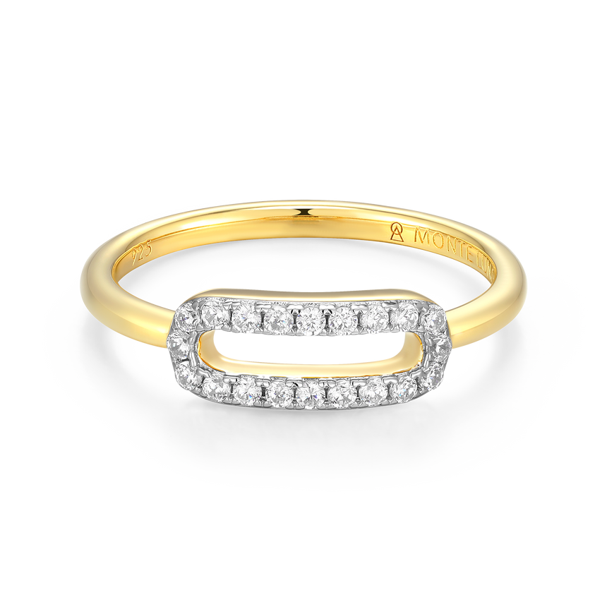 Mini Paperclip Lab-Created Diamond Ring in 14K Yellow Gold-Plated Sterling Silver | M by Monte Luna