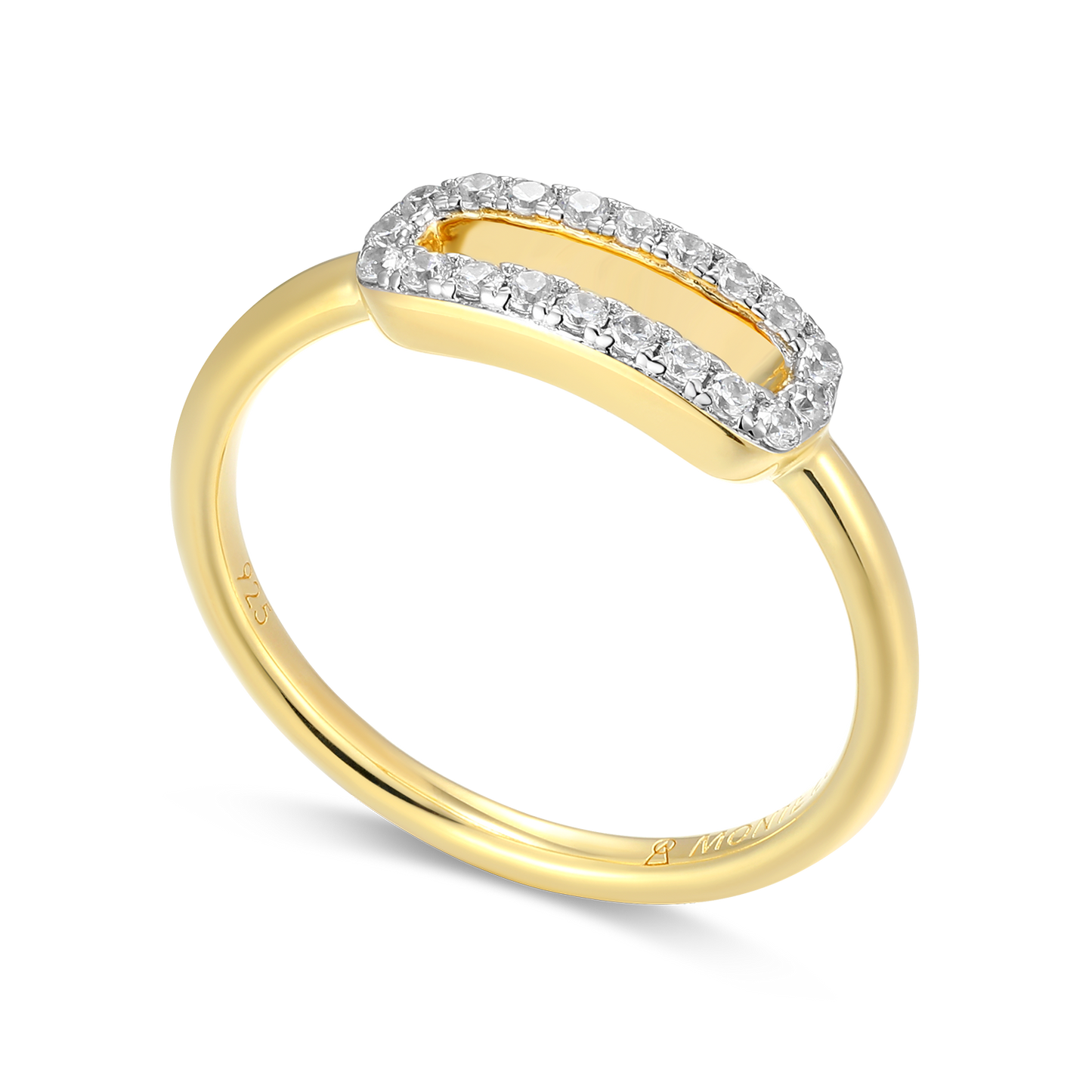 Mini Paperclip Lab-Created Diamond Ring in 14K Yellow Gold-Plated Sterling Silver | M by Monte Luna