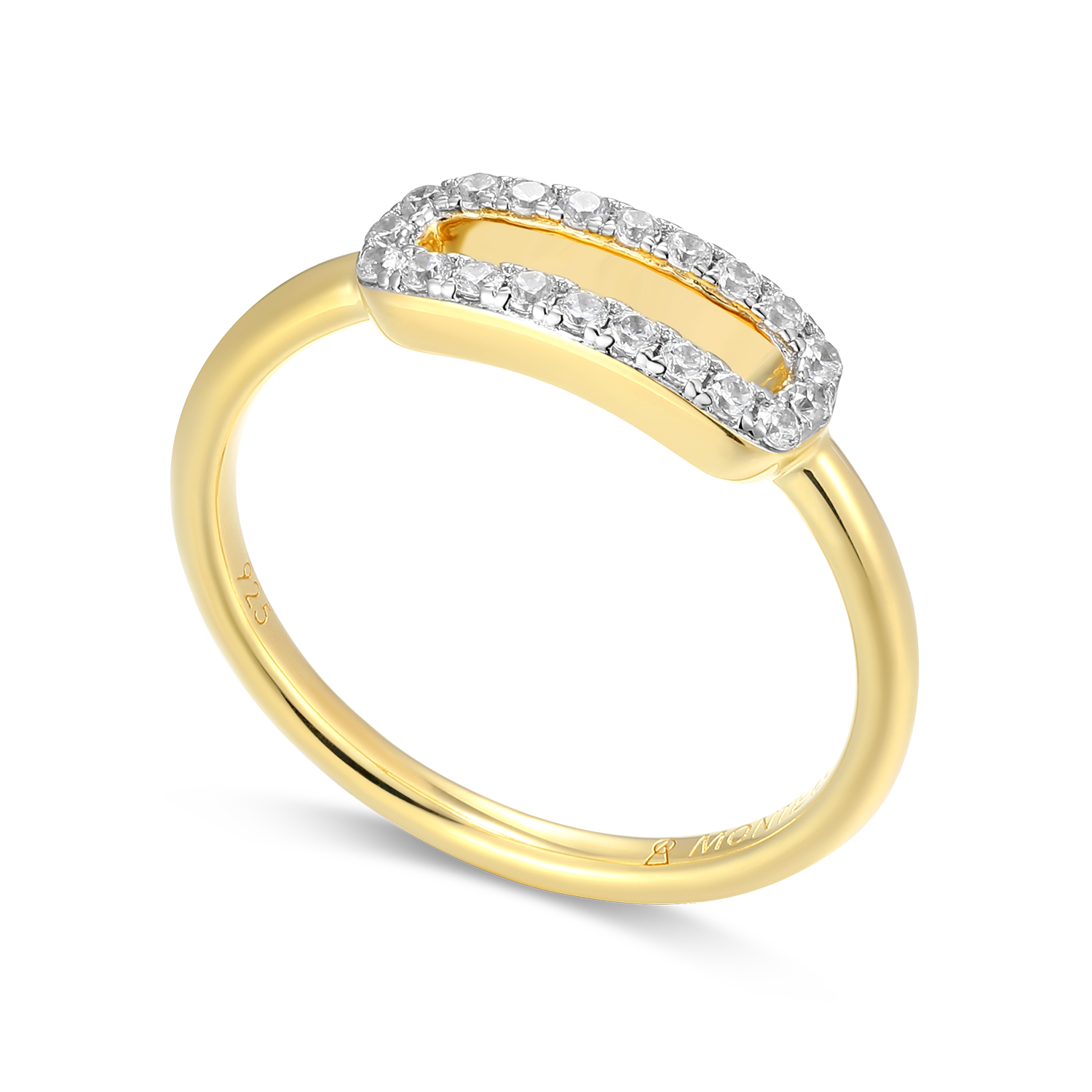 Mini Paperclip Lab-Created Diamond Ring in 14K Yellow Gold-Plated Sterling Silver | M by Monte Luna