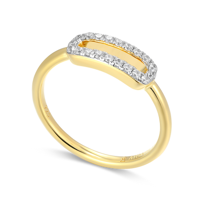 Mini Paperclip Lab-Created Diamond Ring in 14K Yellow Gold-Plated Sterling Silver | M by Monte Luna