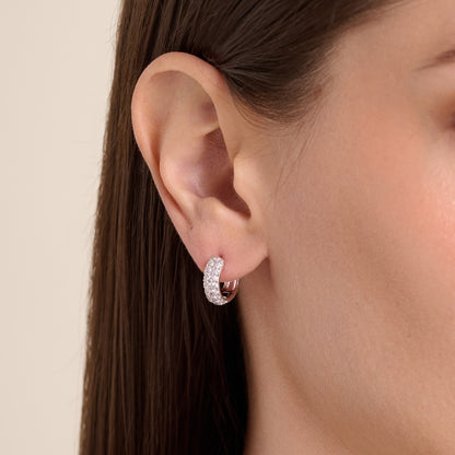 Wide Pave Hoop Earrings in 14K White Gold | Monte Luna