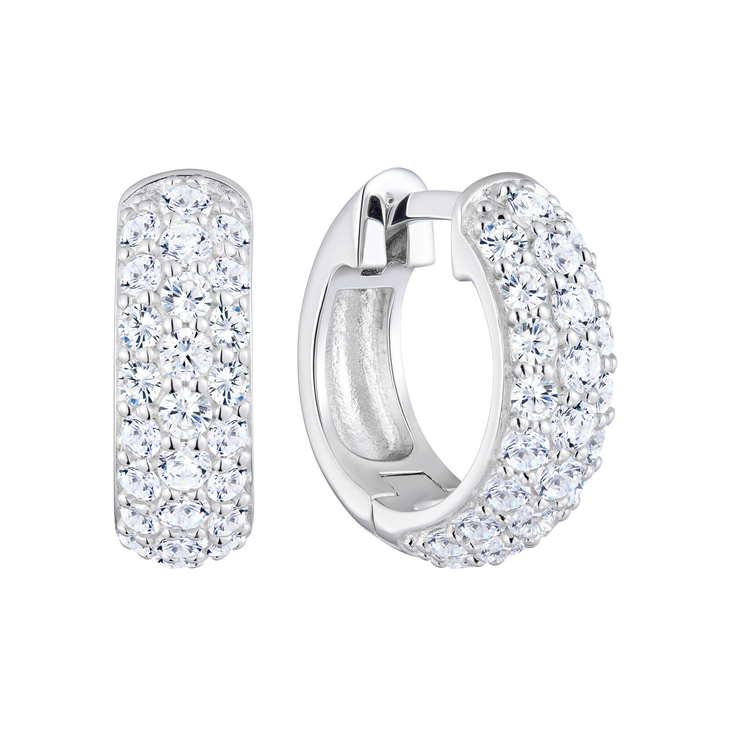 Wide Pave Hoop Earrings in 14K White Gold | Monte Luna