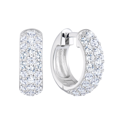 Wide Pave Hoop Earrings in 14K White Gold | Monte Luna