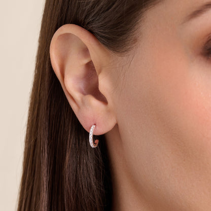 Pave J-Hoop Stud Earrings in 14K White Gold | Monte Luna