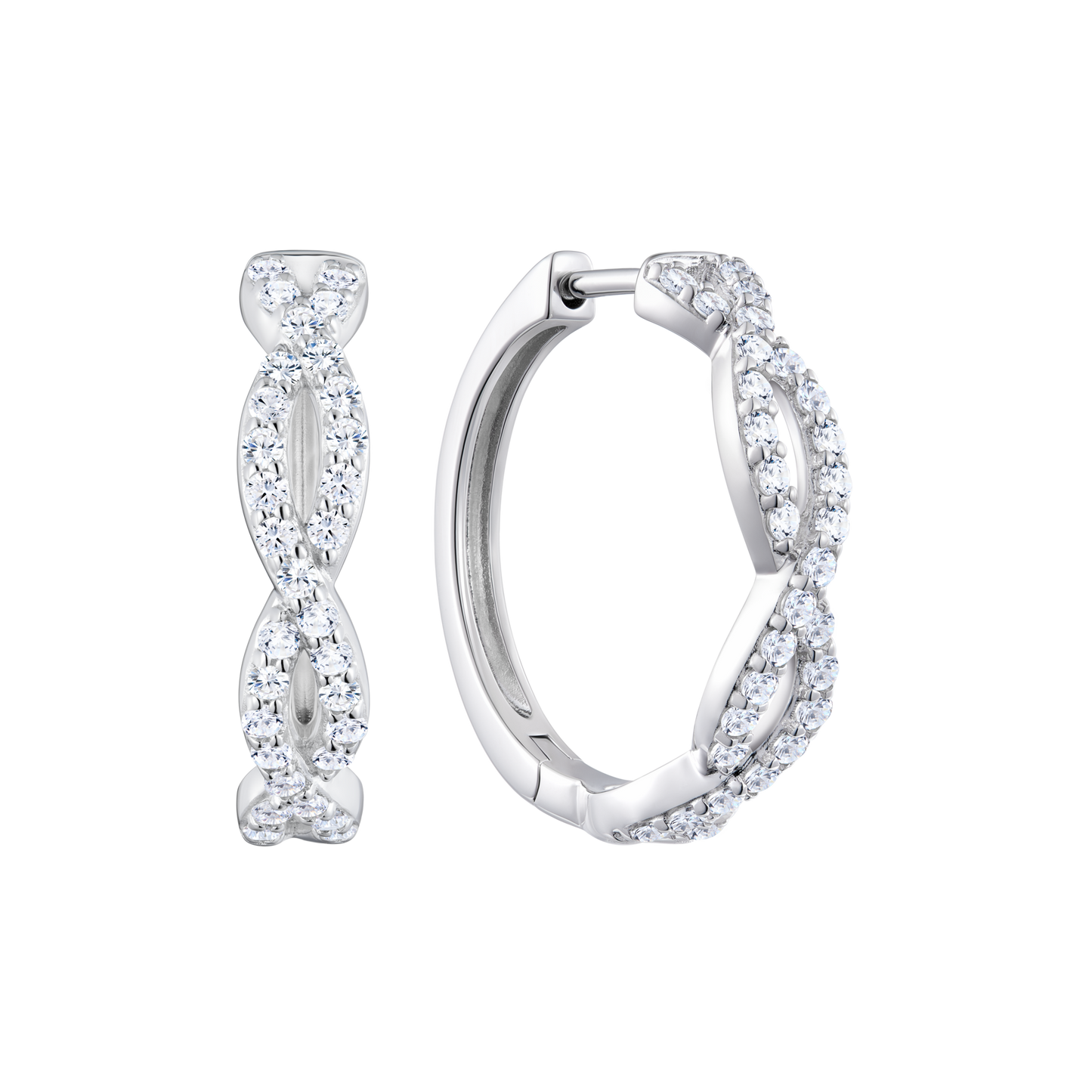 Full Pave Twist Hoop Earrings in 14K White Gold | Monte Luna