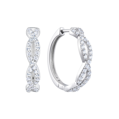 Full Pave Twist Hoop Earrings in 14K White Gold | Monte Luna