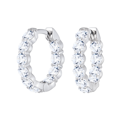 Wide Shared Prong Hoop Earrings in 14K White Gold | Monte Luna