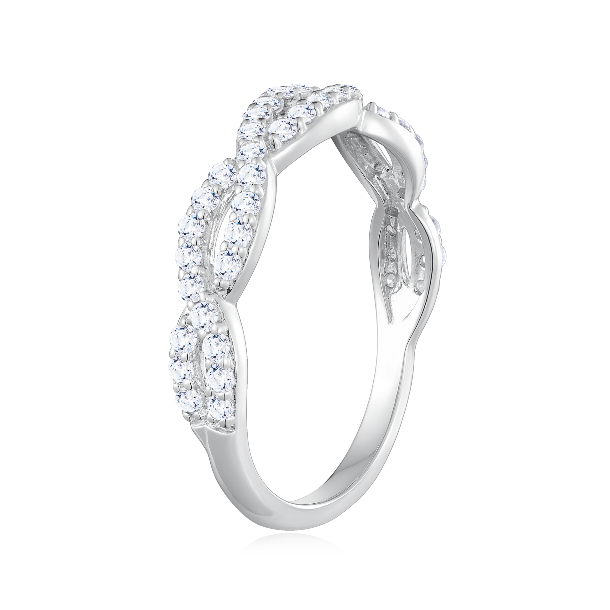 Full Pave Twist Ring in 14K White Gold | Monte Luna